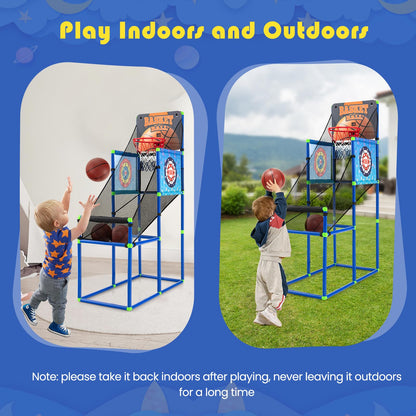 2-in-1 Kids Basketball Arcade Game Indoor Outdoor Basketball & Sticky Balls Game Set