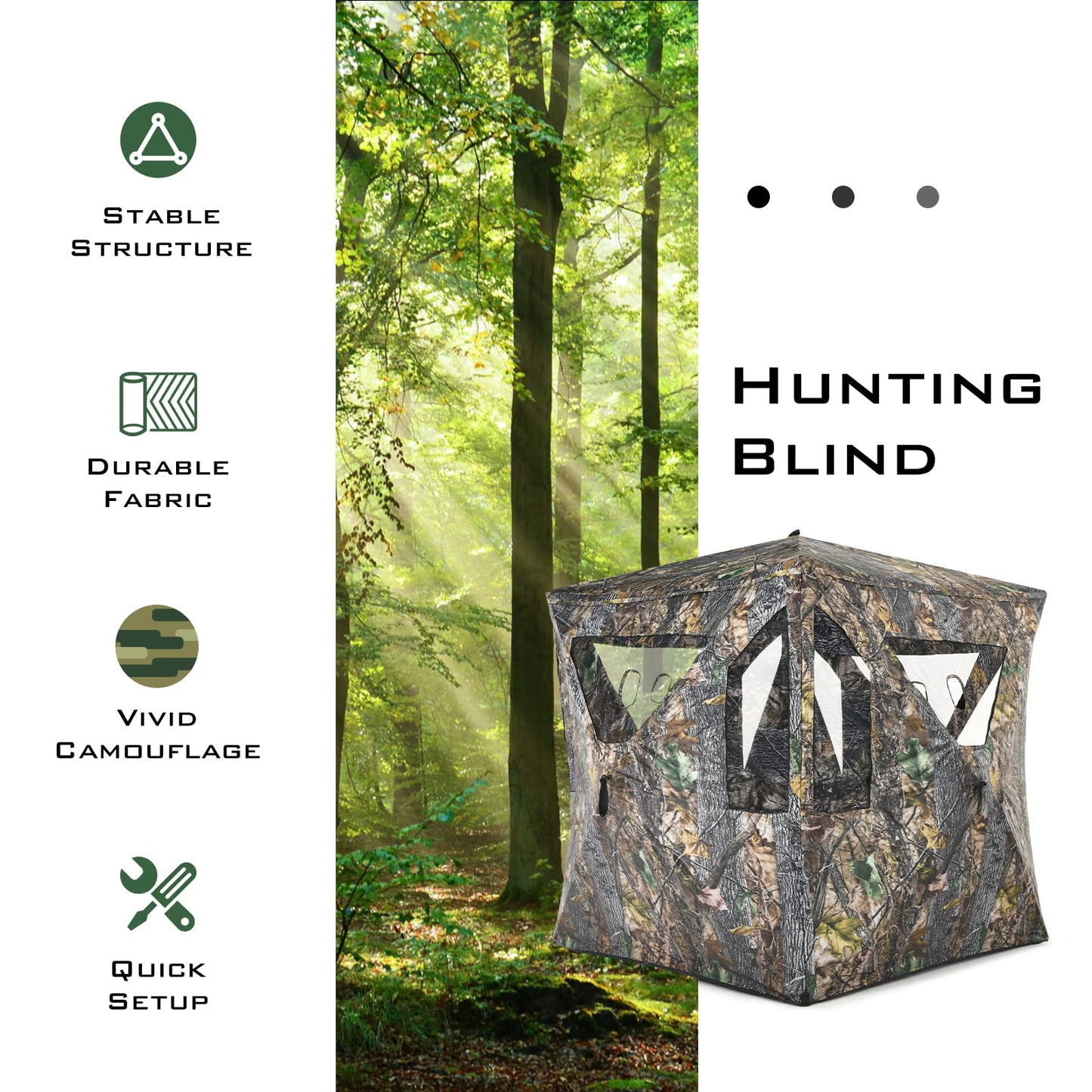 Portable Hunting Blind 3 Person Pop-up Ground Tent w/Gun Ports