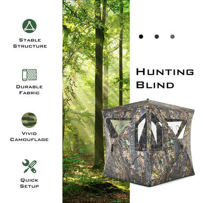 Portable Hunting Blind 3 Person Pop-up Ground Tent w/Gun Ports