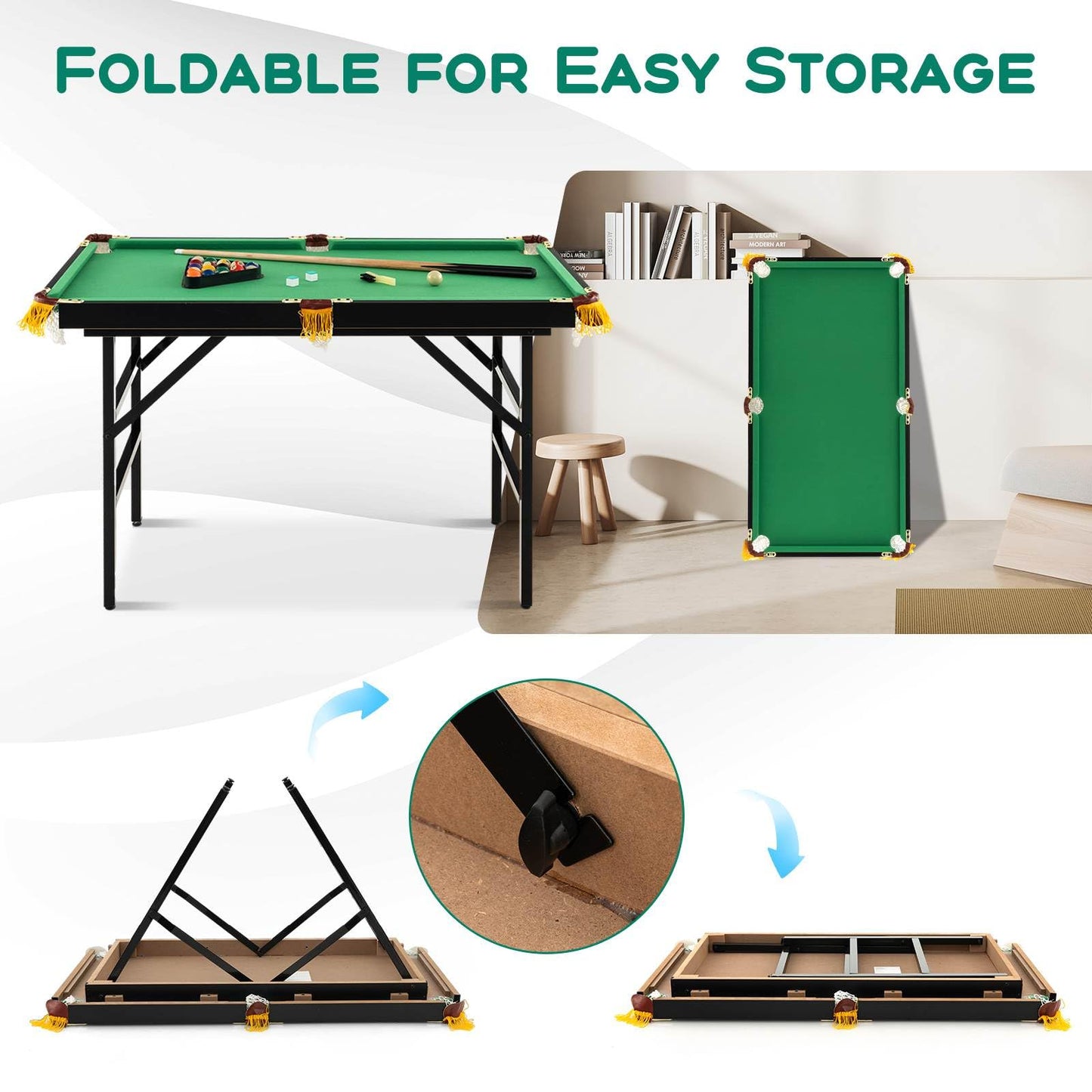 122 CM Folding Billiard/Pool Table Set w/Accessories