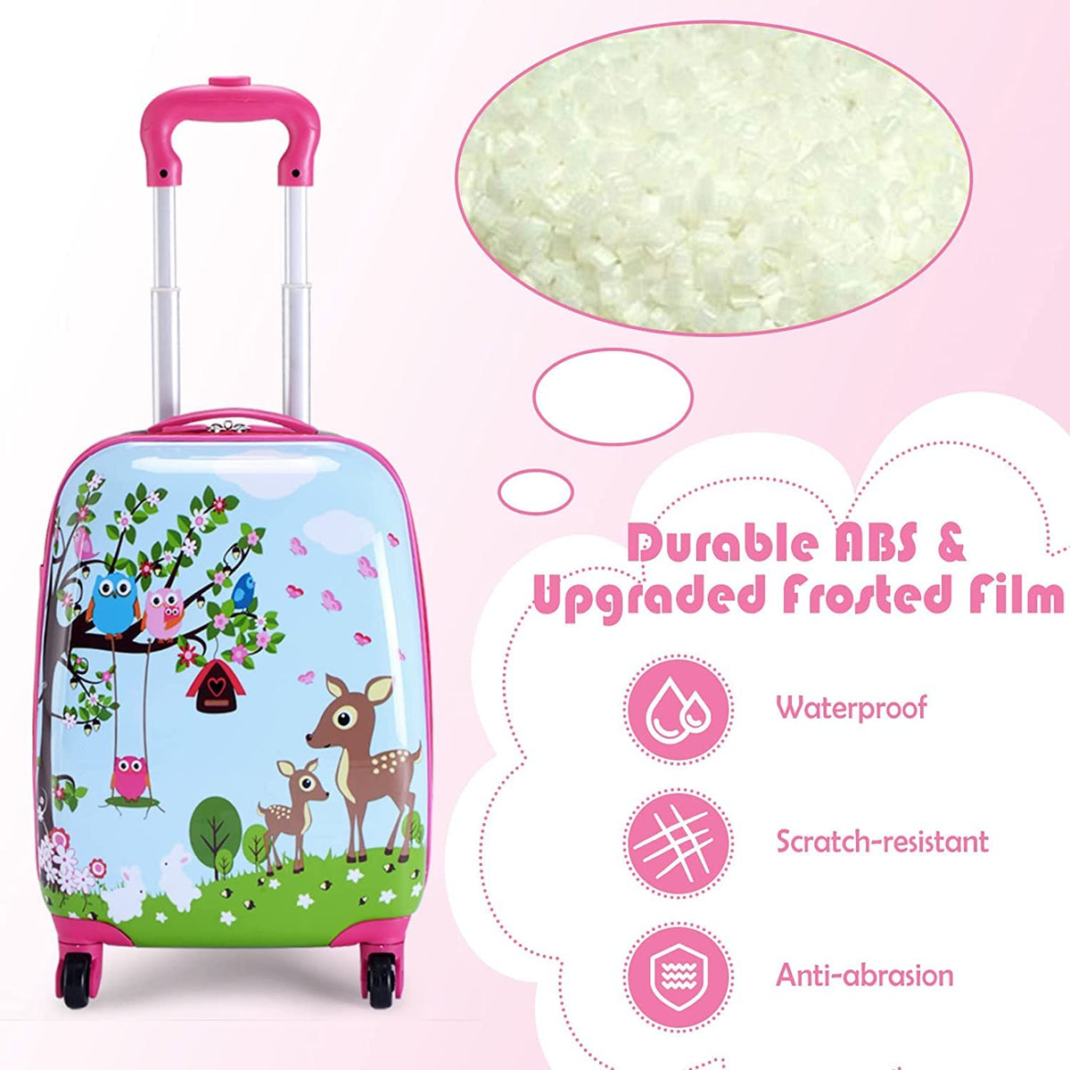 2 Pieces Kids Luggage Set with 4 Casters & Retractable Handle