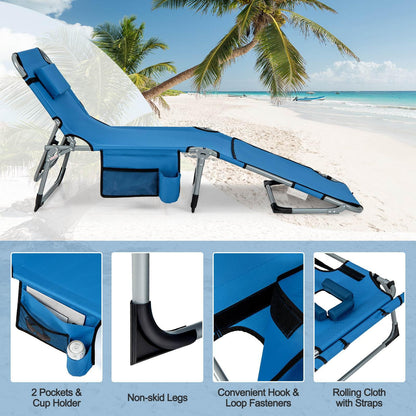 Outdoor Folding Chaise Lounge Chair 5-position Lounge Chair