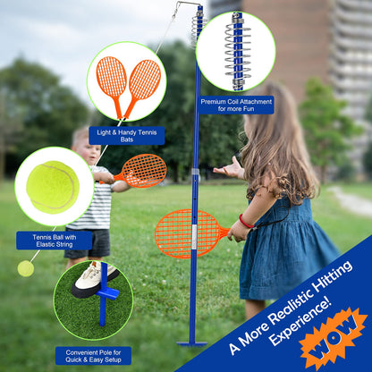 3-Level Height-Adjustable Swing Ball Outdoor Game Set W/Ball and Spiral Coil