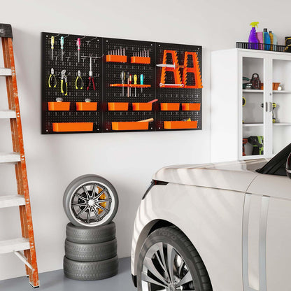9-Bin Parts Rack Organizer with Hammer Racks and Tool Holders