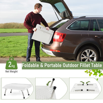 Portable Fish Fillet Washing Station with Drainage Hose & Knife Groove