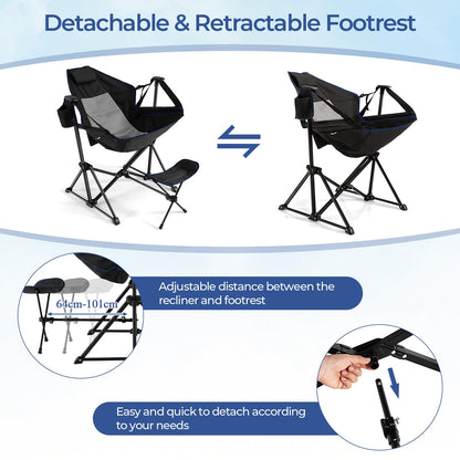 Portable Folding Outdoor Reclining Chair w/Adjustable Backrest & Footrest