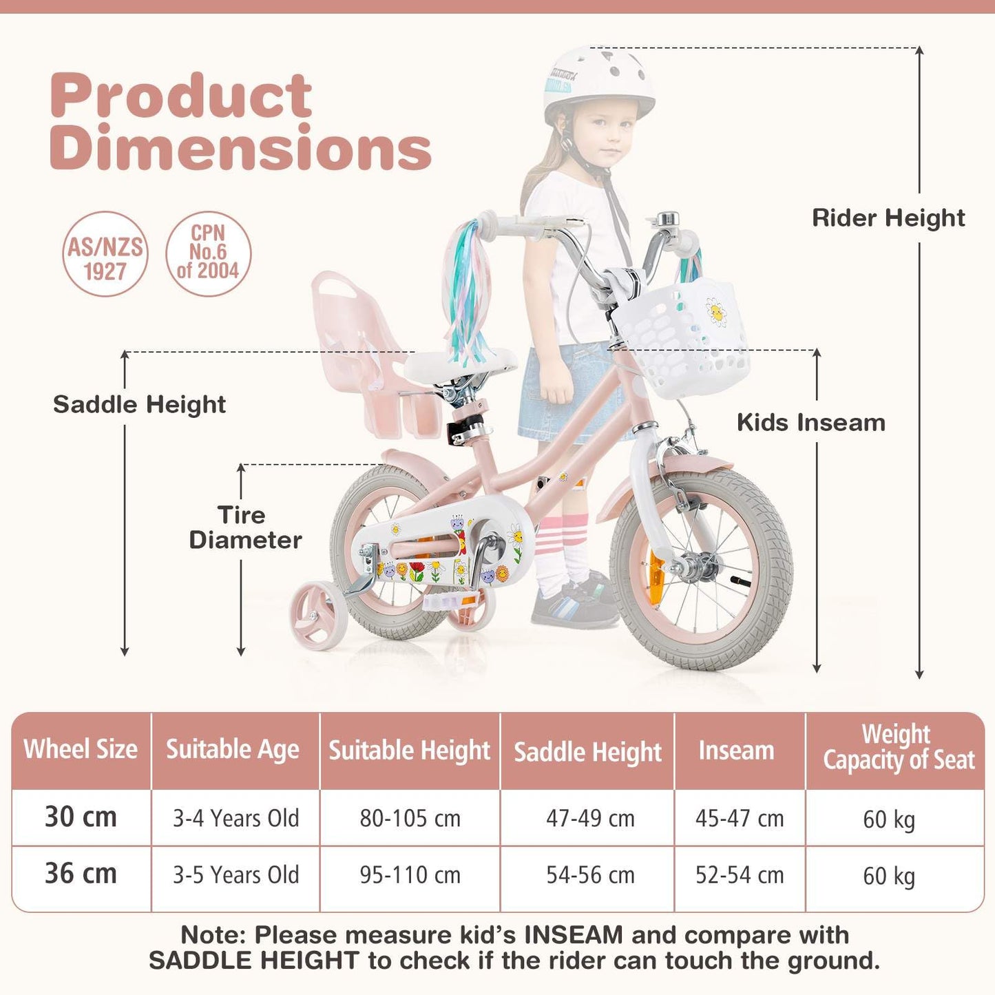 12/14 Inch Children Bicycle w/Detachable Training Wheels