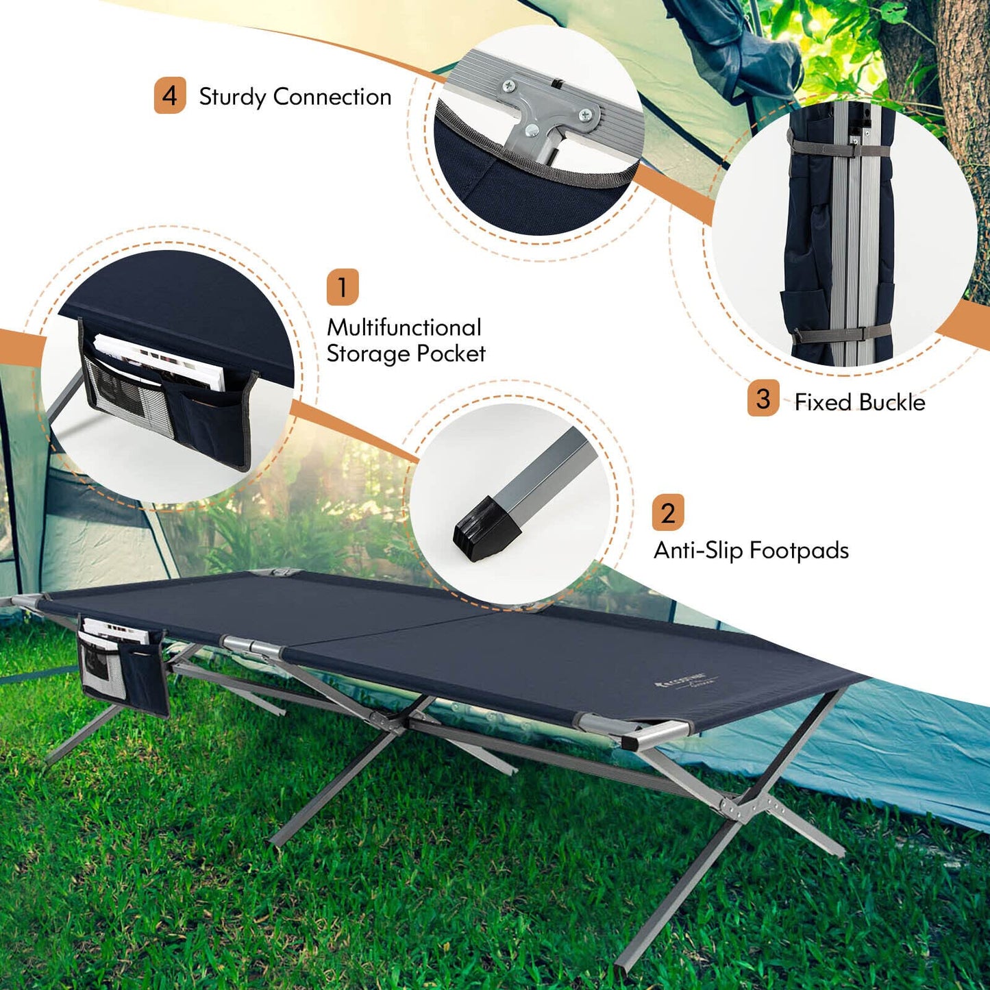 Folding Camping Cot Extra Wide Sleeping Pad for Adults and Children
