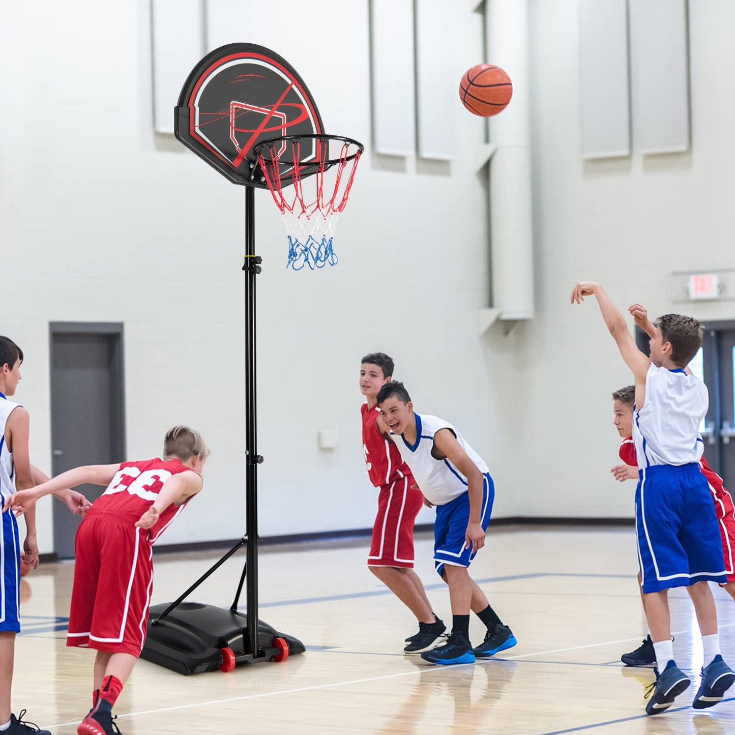 170-230cm Height Adjustable Basketball Stand with 32" Backboard & 16" Rim