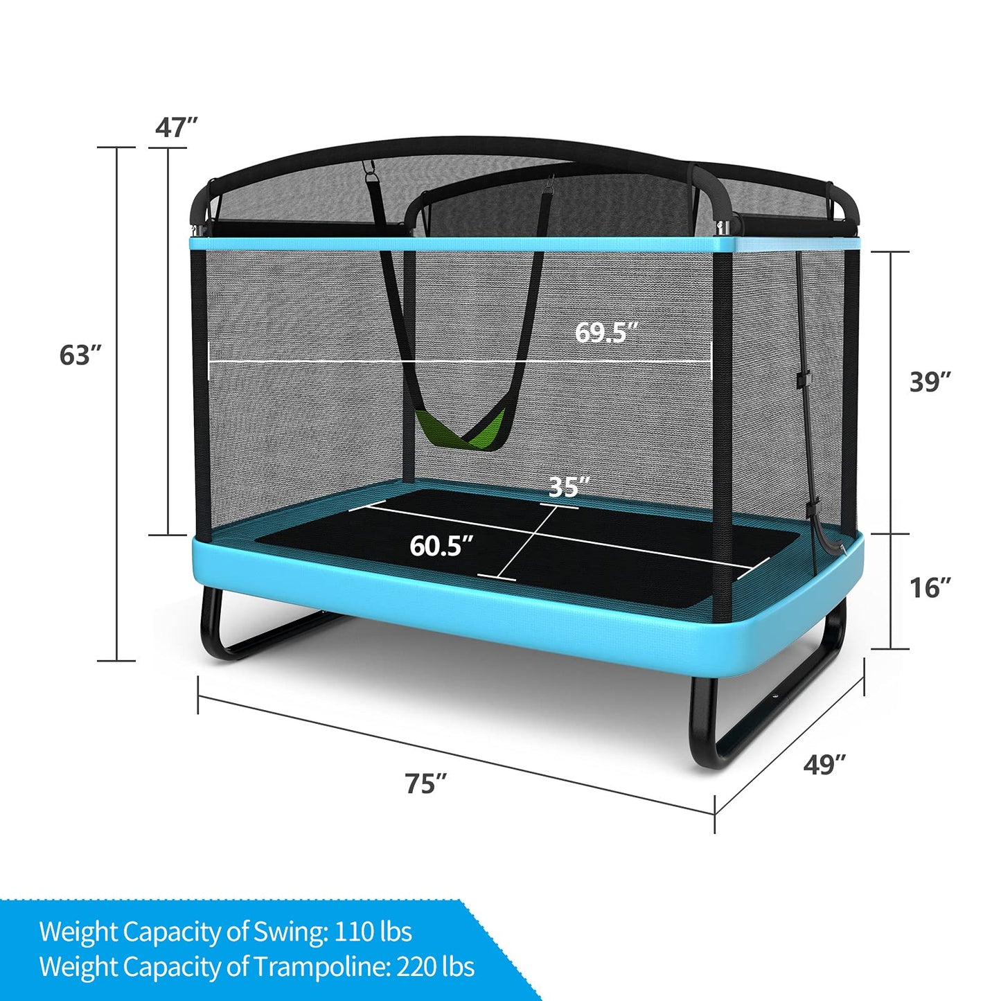 6FT Kids Recreational Trampoline for Boys & Girls Over 3 Years Old