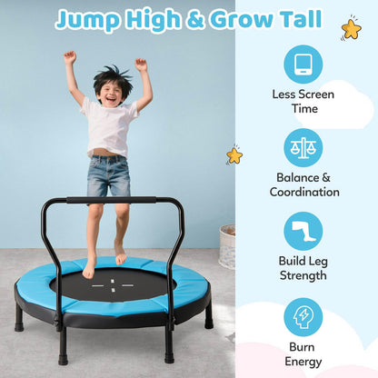 Trampoline with Foam Handlebar & Safety Pad for 3-6 Years Old Toddlers
