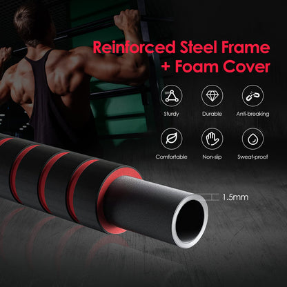 Portable Doorway Pull Up Bar Hanging Fitness Door Trainer w/Power Ropes & Dip Station