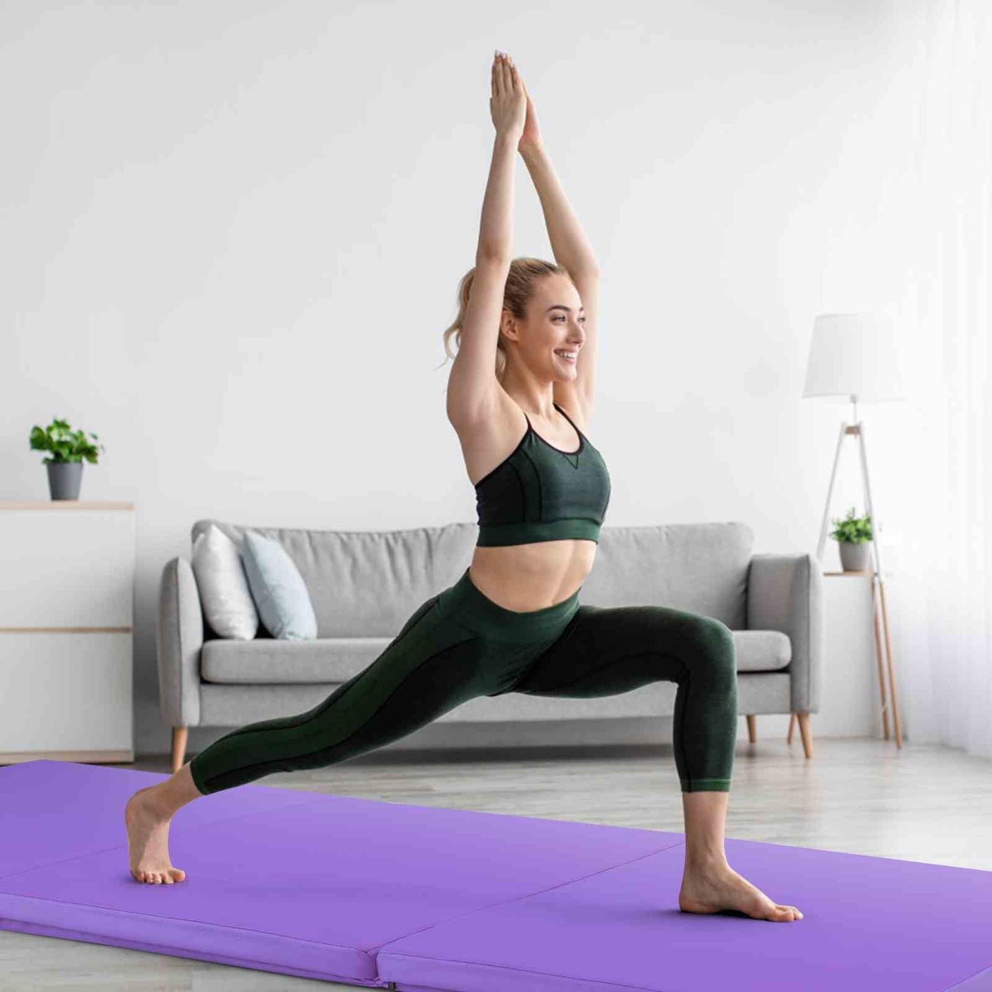 180 x 60 cm Portable 3-Fold Tumbling Mat with 2 Handles