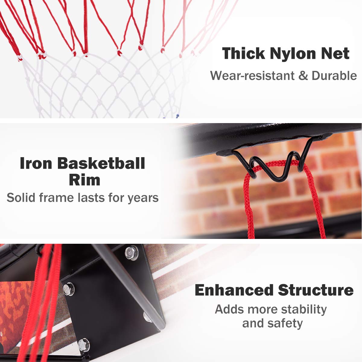 Wall Mounted Fan Backboard W/2 nets Basketball Hoop