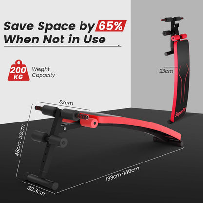 Foldable Adjustable Sit-Up Bench with Crunch Handles