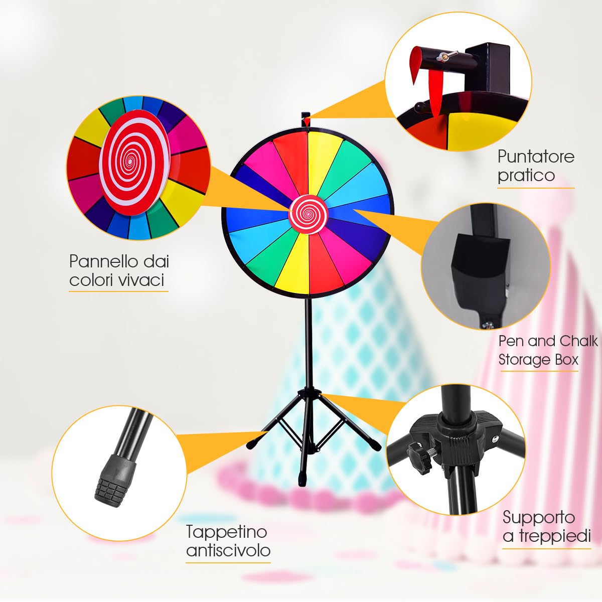 24” Spinning Prize Wheel with Folding Tripod for Party