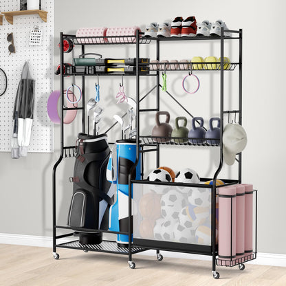 Sports Equipment Organizer for Garage Metal Ball Storage Rack