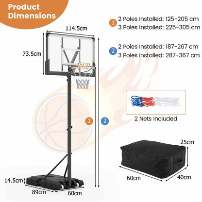 Portable Basketball Hoop with Impact Resistant Backboard & Fillable Base for Poolside