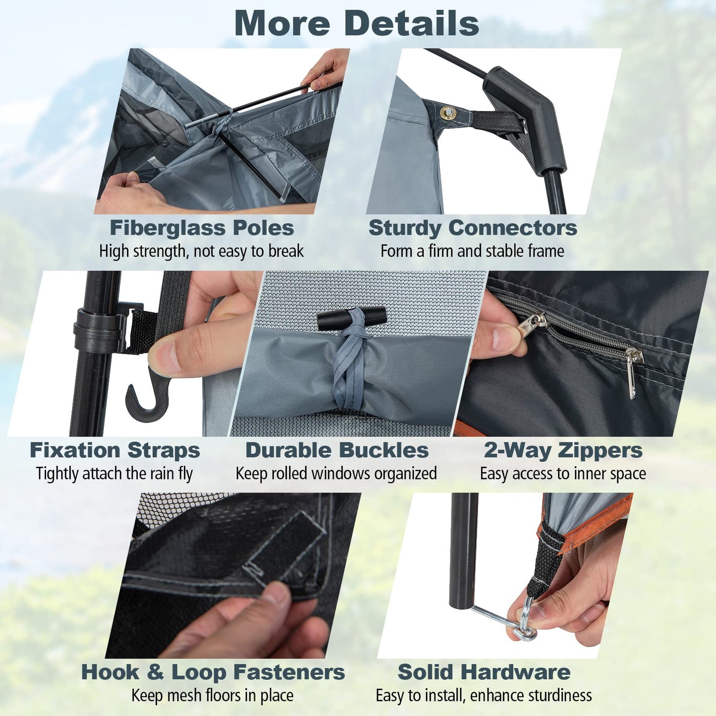 2 Rooms Shower Tent Oversize Privacy Shelter Tent with Removable Rain Fly