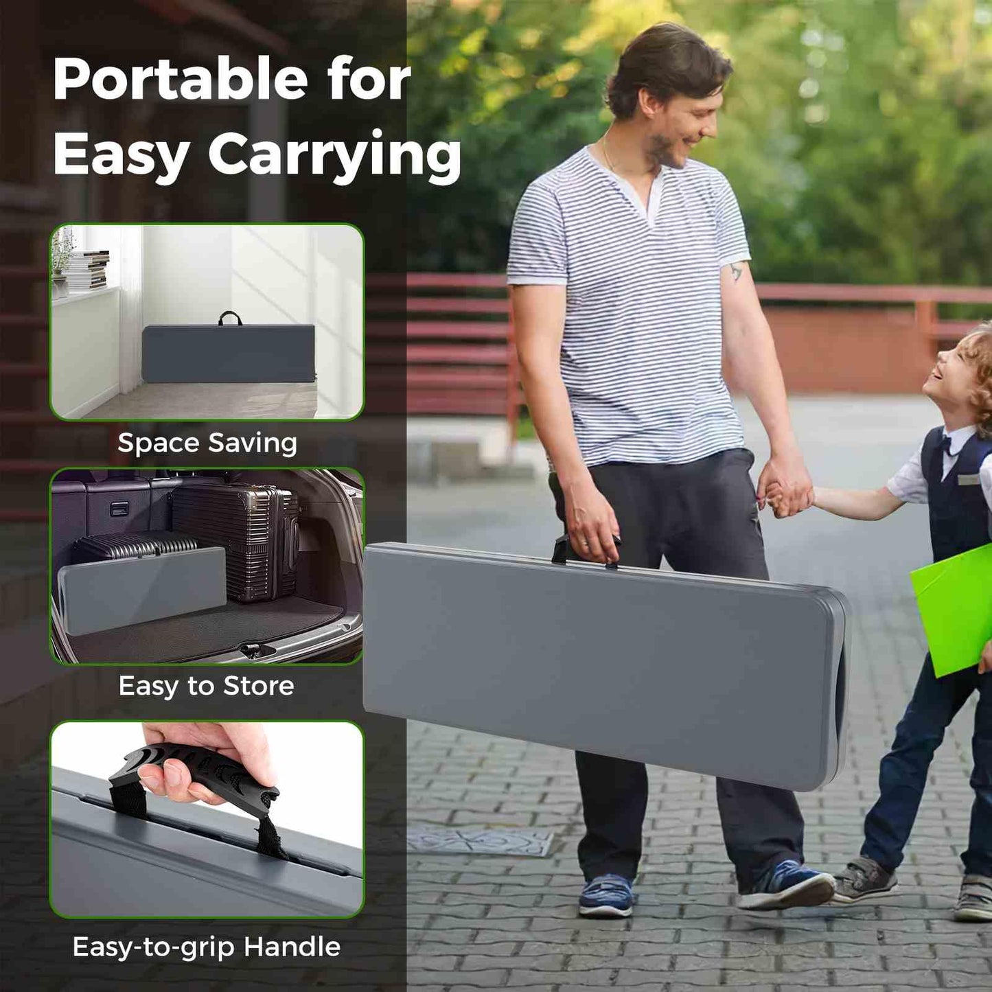 180cm Outdoor Plastic Folding Bench with Handle and Lock