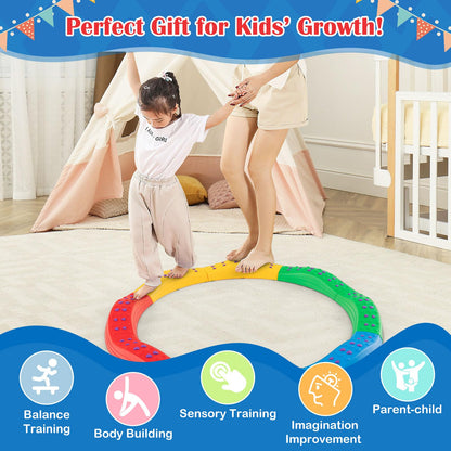 20 PCS Balance Beam Set with Massage Patterns for Coordination & Stability Exercise