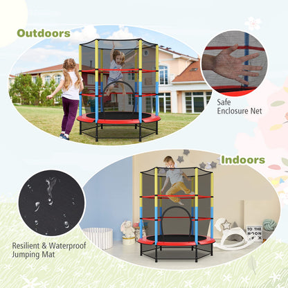 55" Kids Trampoline with Safety Enclosure Net for Boys & Girls Age 3-6
