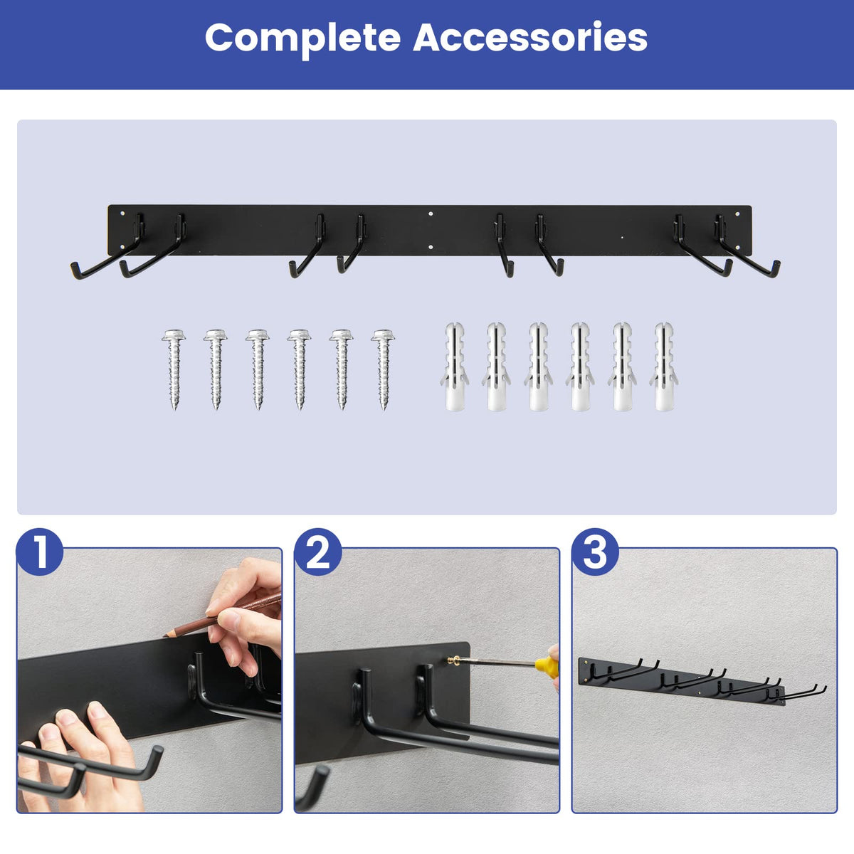 Garden Tool Organizer with 8 Hooks for Home/Office/Garage