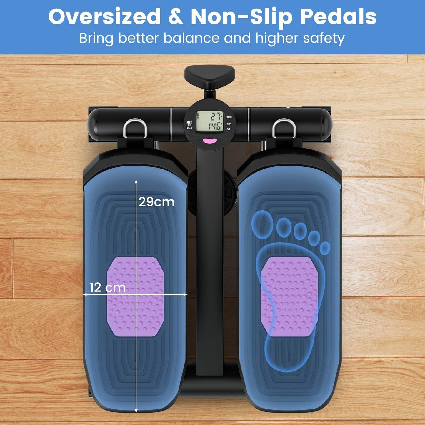 Mini Stepper for Exercise at Home with Resistance Bands for Full Body Workout
