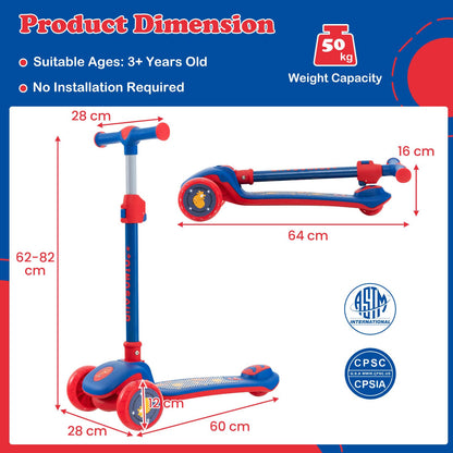 3-Wheel Toddler Kick Scooter with Light-up LED Wheel & Stepless Adjustable Handlebar