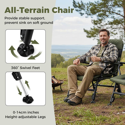 Oversized Foldable Fishing Chair for Adults with Padded High-Back and Armrest