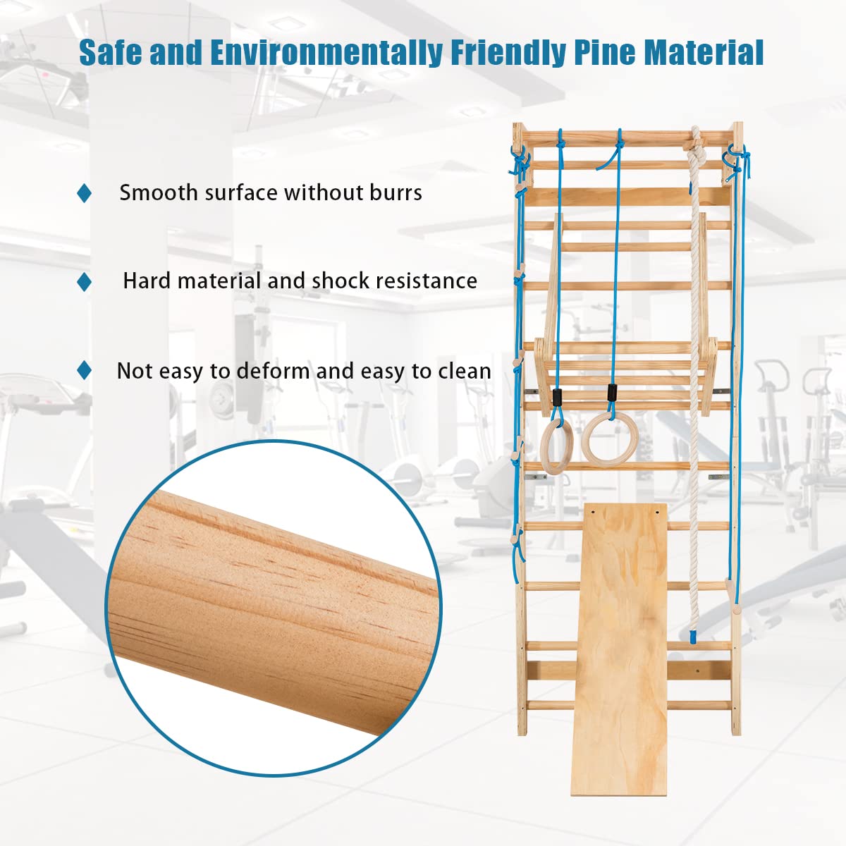 Wooden Rung Wall Climbing Wall Gymnastic Wall for Family