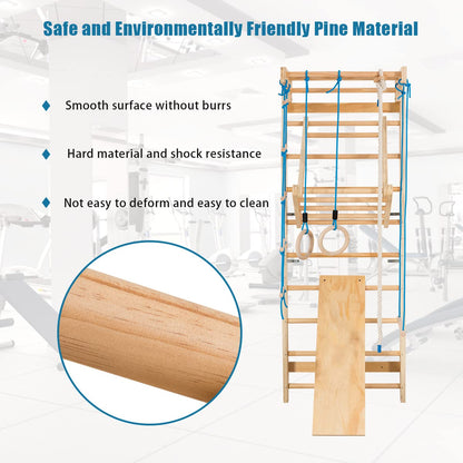 Wooden Rung Wall Climbing Wall Gymnastic Wall for Family