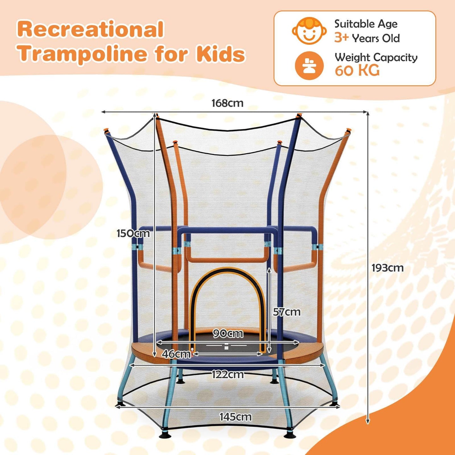 48" Mini Trampoline w/Safety Enclosure Net