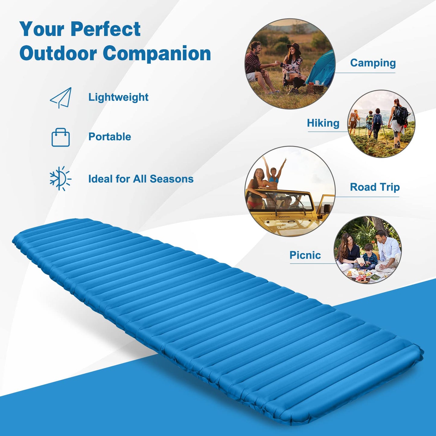 3 Inch Thick Inflatable Camping Sleeping Pad Waterproof & Comfortable