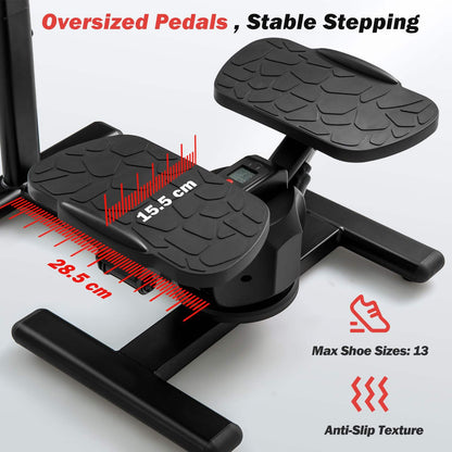 Twist Stair Stepper Workout Equipment with Height-Adjustable Handlebar & Non-slip Pedals