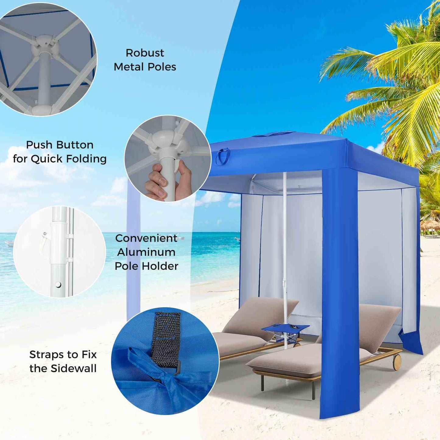 2 x 2M Beach Tent with Folding Table UPF 50+ Protection