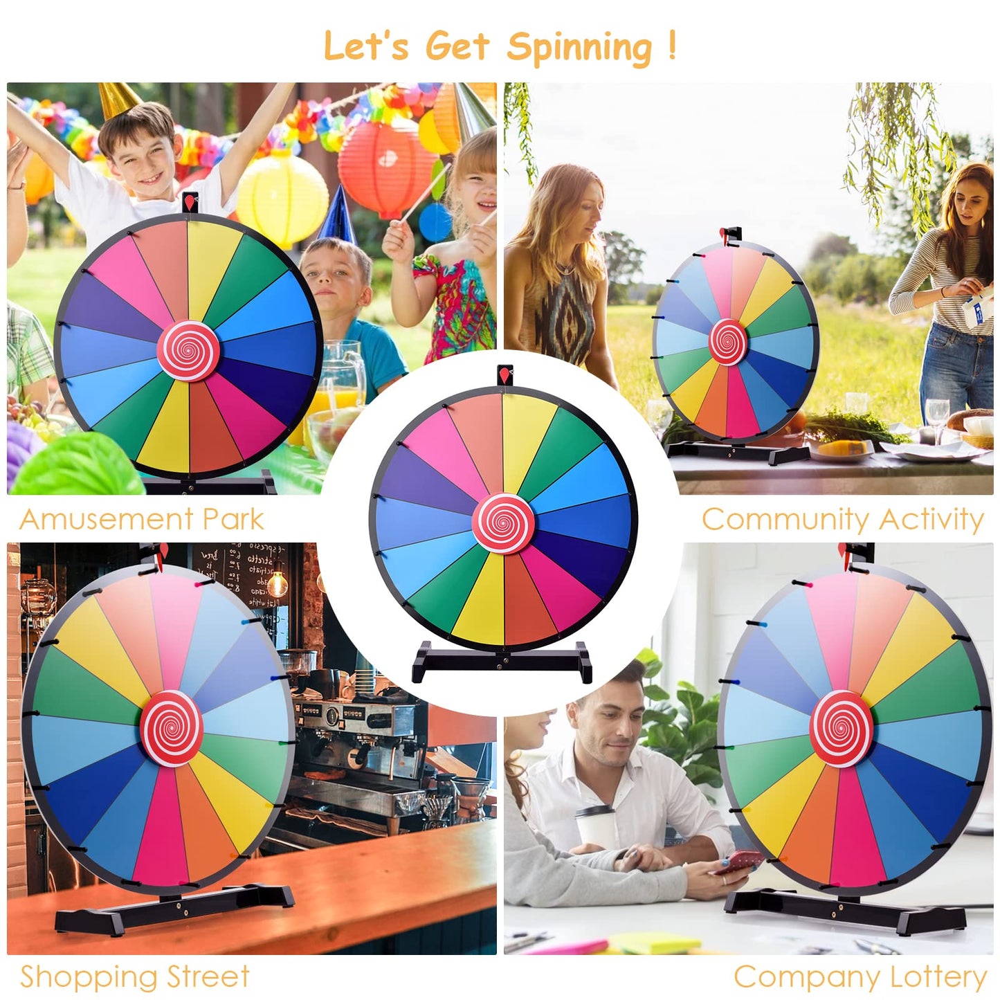 24" Tabletop Spinning Prize Wheel for Kids Adults w/Dry Erase and Marker