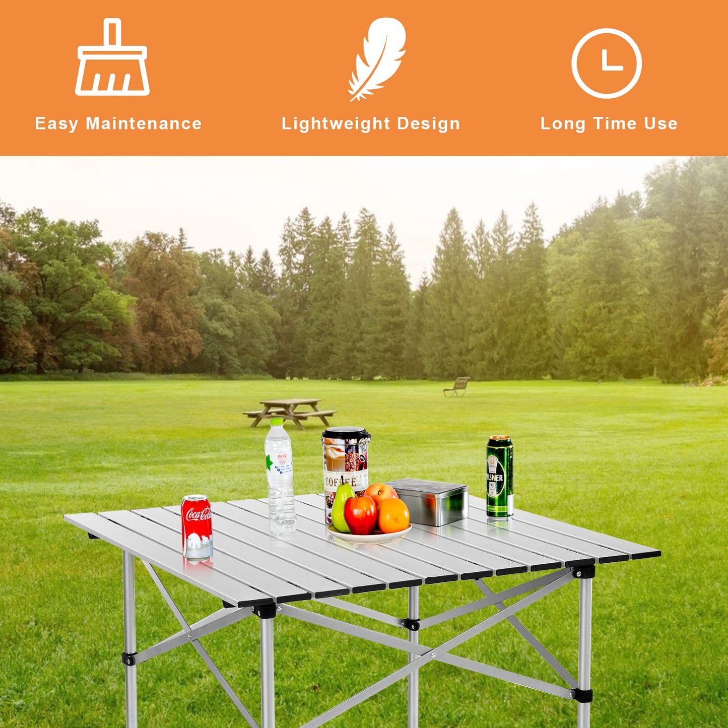 Portable Roll up Aluminum Table With Carrying Bag (70 x 70 x 70 cm (L x W x H))