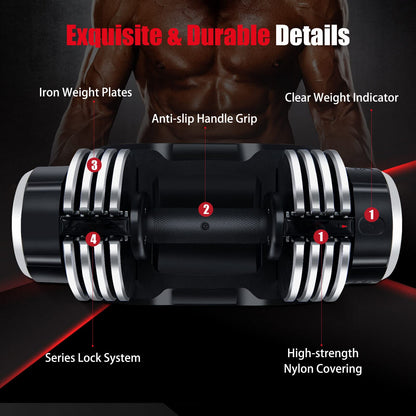 2 PACK Weight Adjustable Dumbbells with Anti-Slip Handle