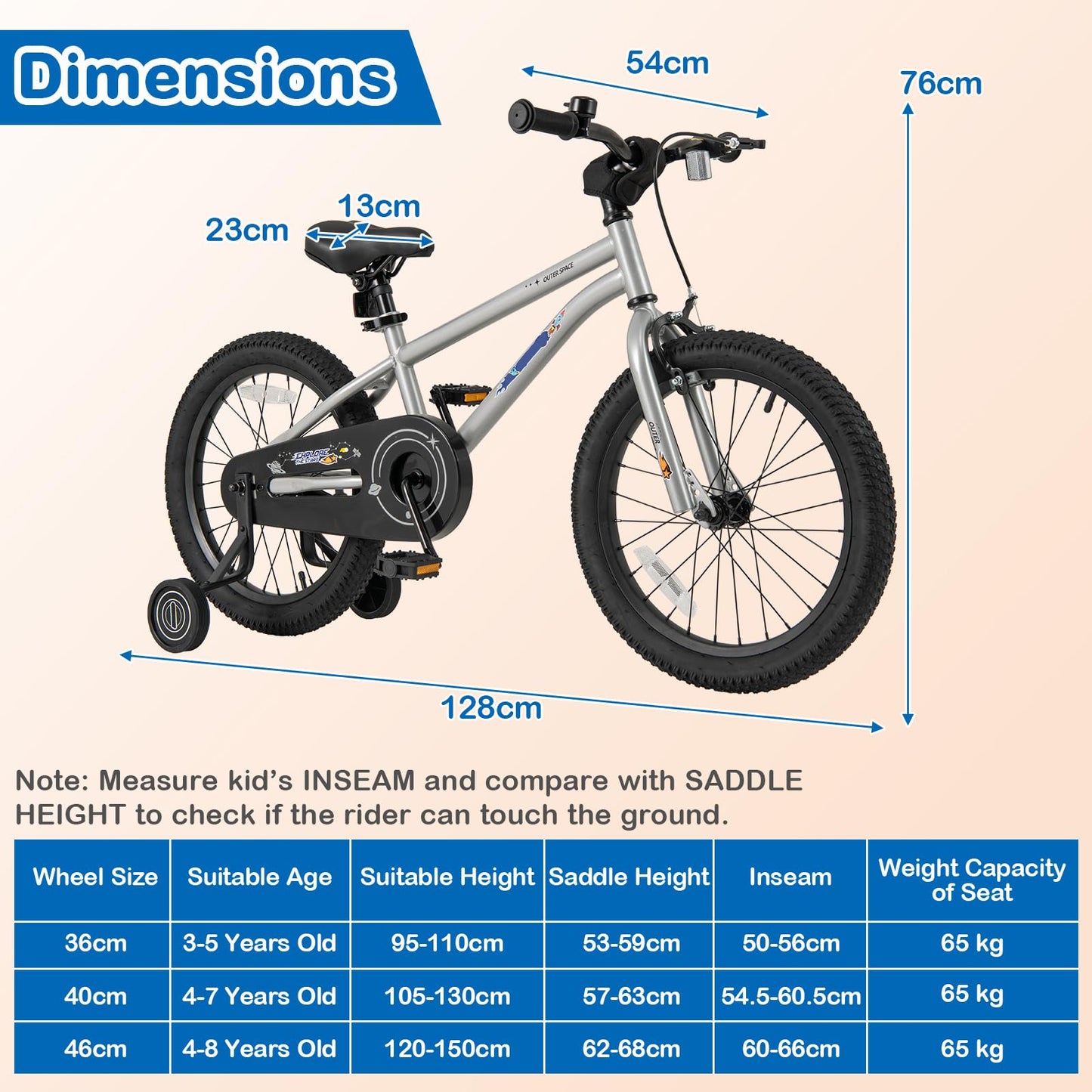 Kids Bike for 4-7 Years Old Sport Bicycle Adjustable with Training Wheels