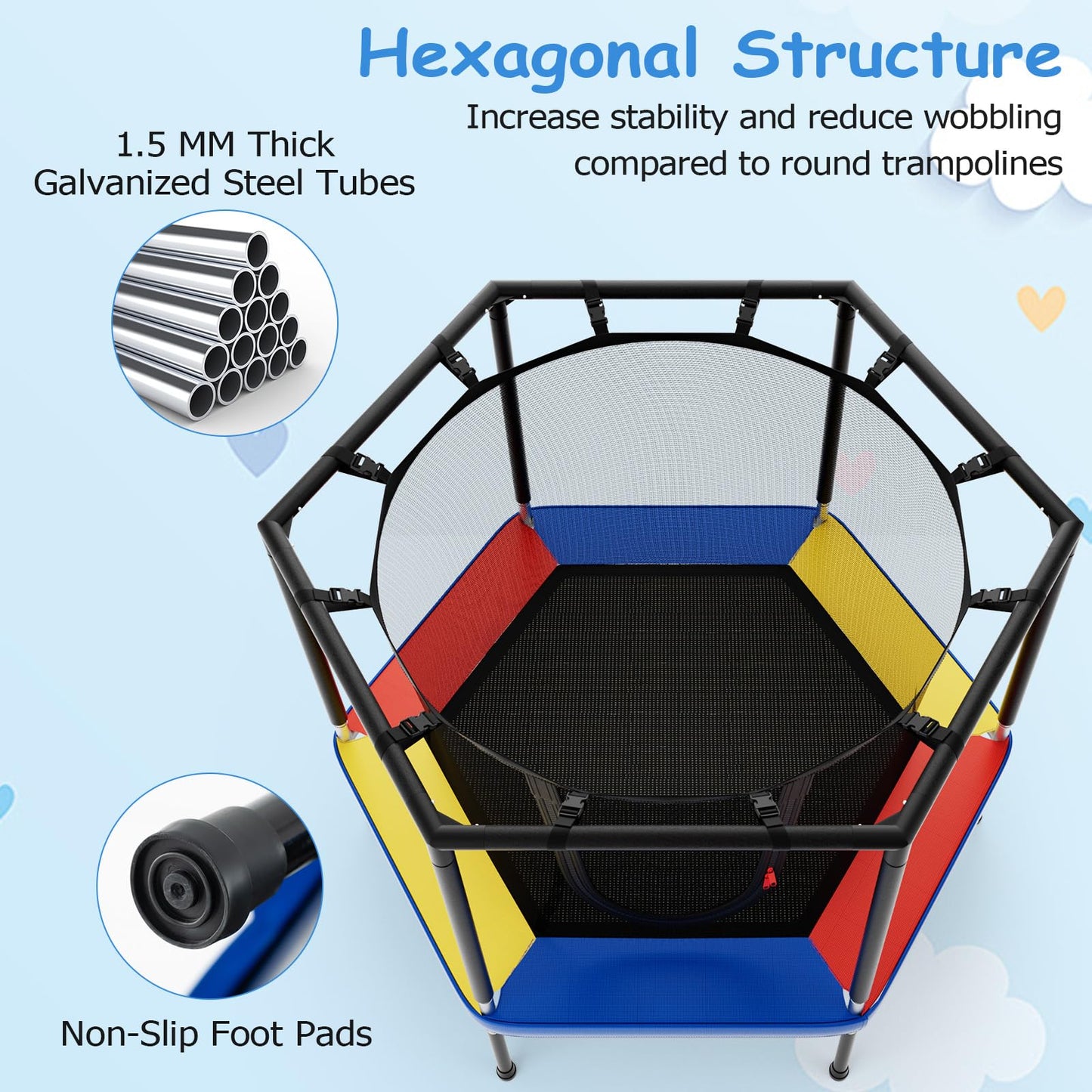 48’’ Mini Trampoline for Boys & Girls Age 3+ Years Old