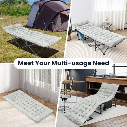 195 x 74 x 7 CM Thickened Recliner Cushion with 4 Fixing Straps, Bed Fixing Pocke