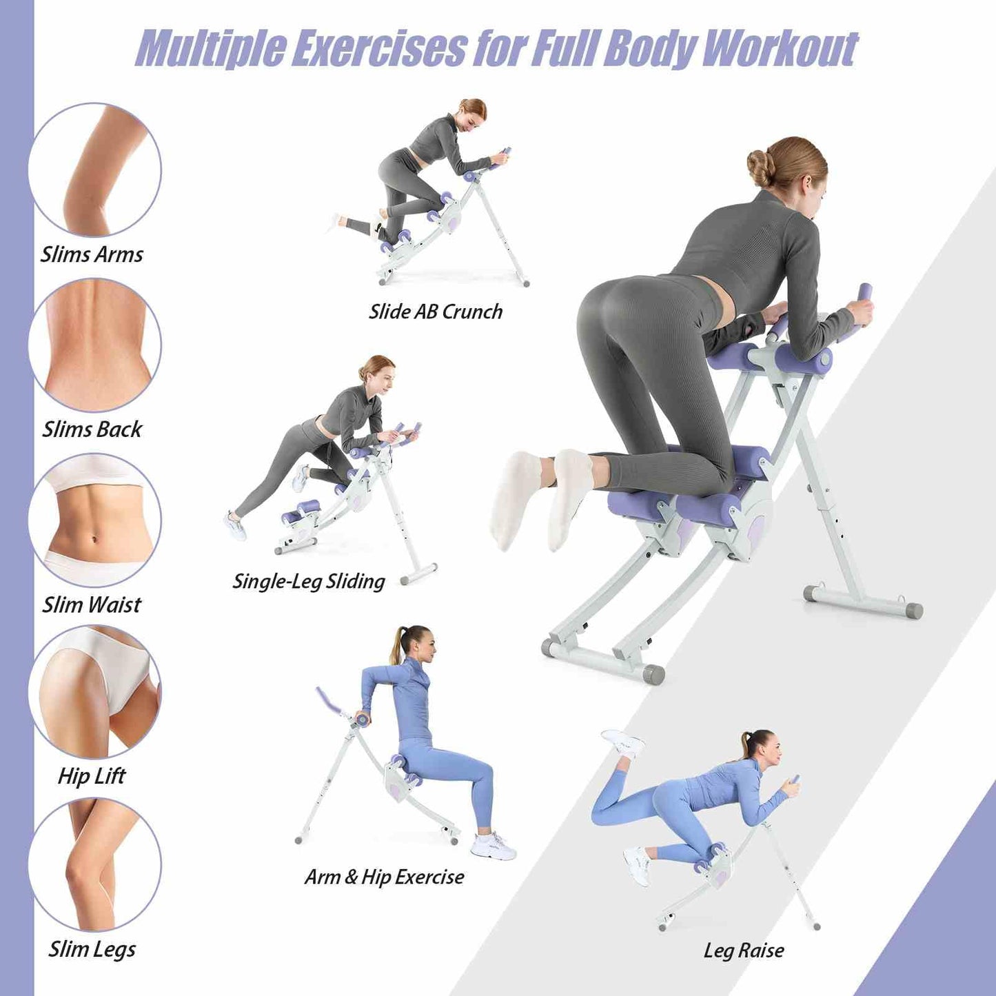 Foldable Core & Abdominal Workout Trainer with 4 Adjustable Heights