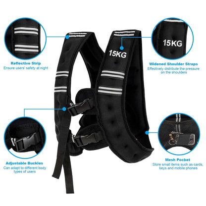 Weighted Vest 5 kg Workout Vest with Adjustable Buckles & Mesh Bag