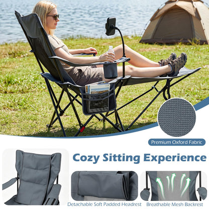 2-in-1 Camping Chair with Detachable Footrest and 3-Level Backrest