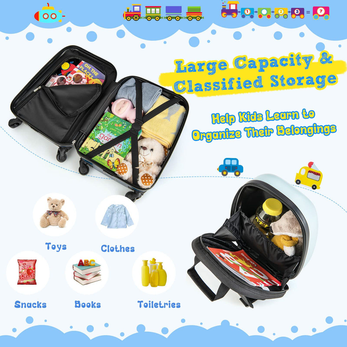 2-Piece Carry-on Luggage Set with Spinner Wheels for Children