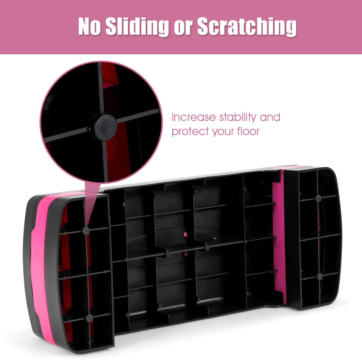 Adjustable Workout Aerobic Stepper Aerobic Exercise Step Platform with 4 Risers