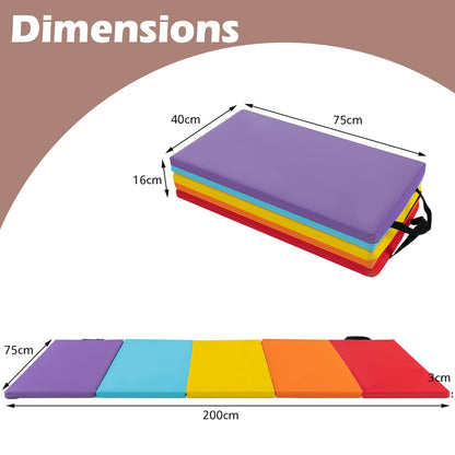 200 cm x 75 cm Tumbling Mat for Kids Portable & Lightweight PU Leather Exercise Mat