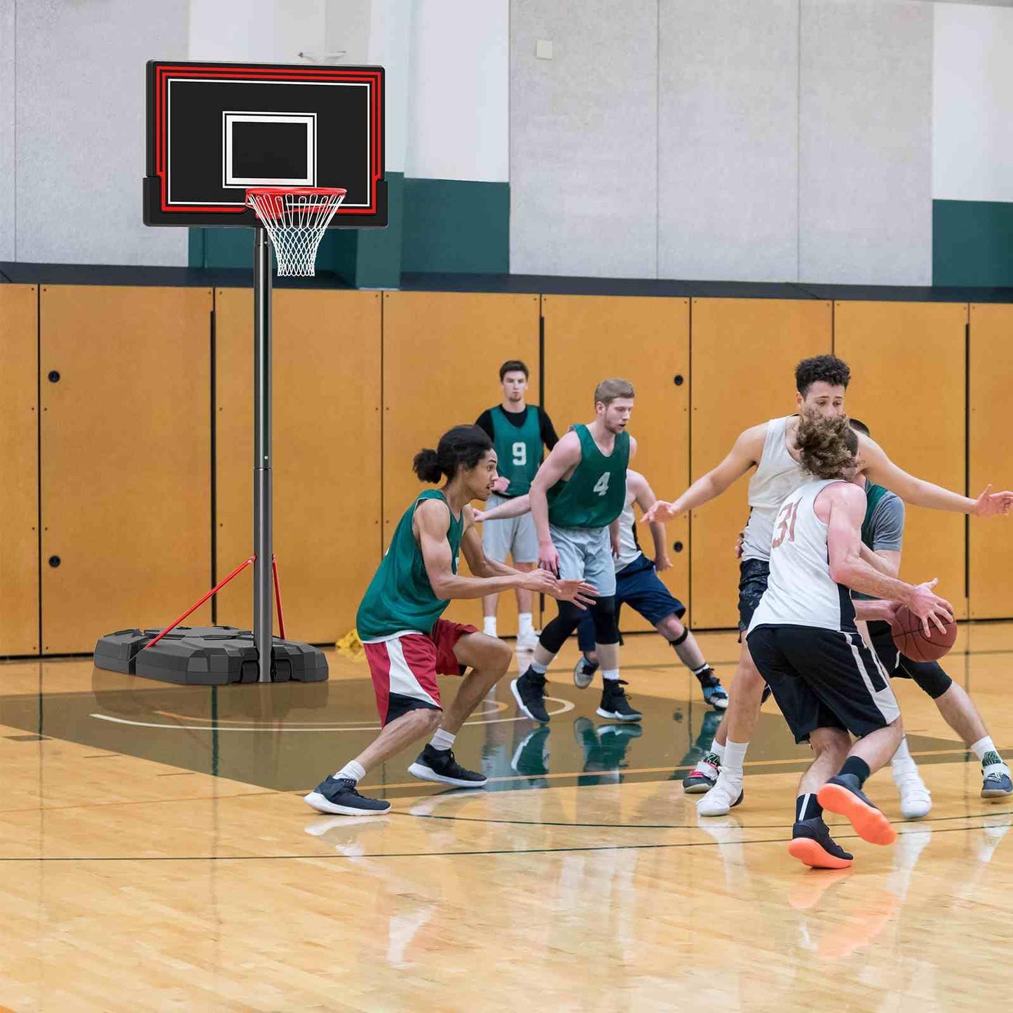 Portable Basketball Hoop with 110cm Shatterproof Backboard