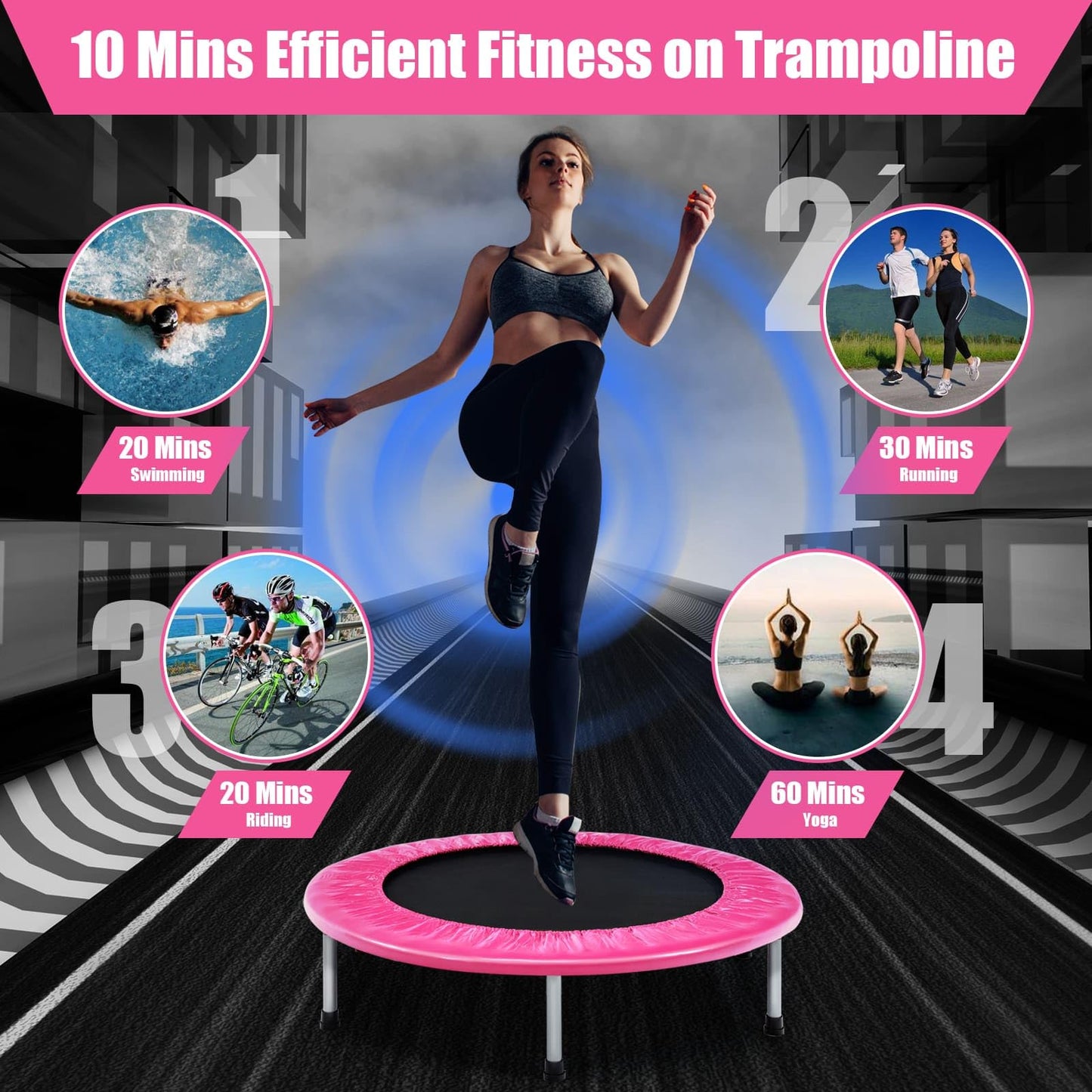 Mini Folding Kids Trampoline Portable Recreational Rebounder